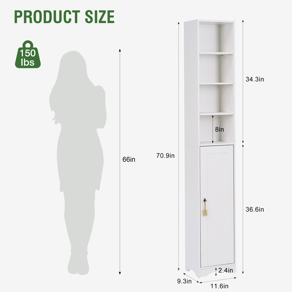 71" Tall Narrow Storage Cabinet
