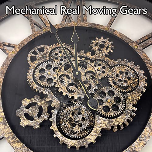 30" Large Wall Clock Moving Gears