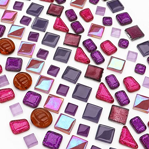 1.1LB Purple Mixed Irregular Crystal Glass Mosaic Tiles for Crafts (17.6 Ounce)