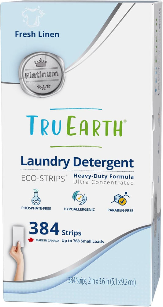 Tru Earth Platinum - Heavy Duty Laundry Detergent Sheets - Up to 768 Loads (384 Count, Fresh Linen Scent - Ultra-Concentrated - Eco-Friendly Laundry Sheets - HavenBliss Decor