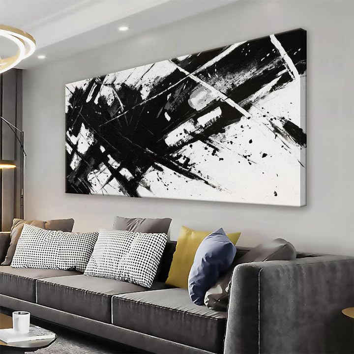 Abstract Black And White Wall Art Canvas Art Wall Decor 20" X 40"