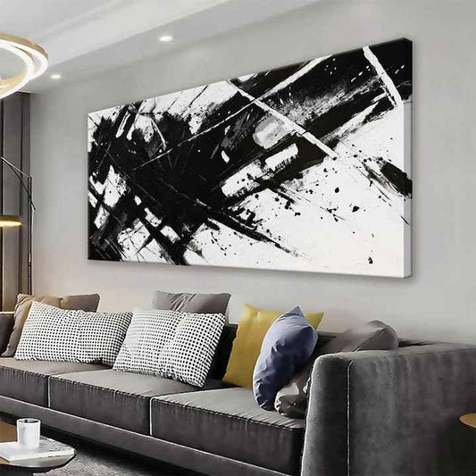 Abstract Wall Art For Living Room Black And White Wall Art 24 × 48 Inch