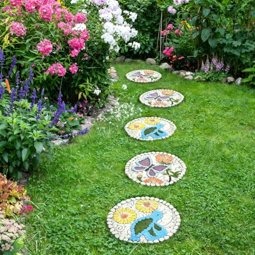 2 Pack Garden Stepping Stones 10 inch Round Cement Decorative Stones Pavers