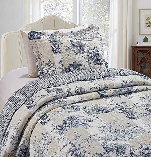 Blue Toile Quilt Set