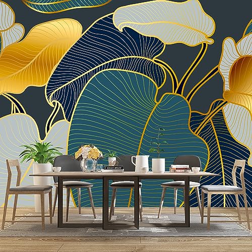 Golden Botanical Leaf wallpeper Living Room Bedroom wall Mural