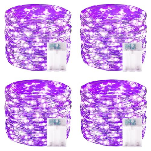 4 Pack 60 LED Fairy Lights Battery Operated with Timer 20FT Halloween Light