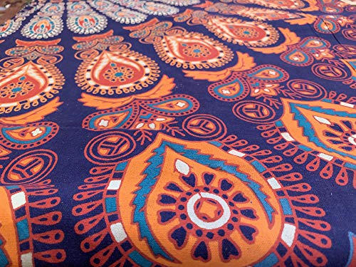 Blue Orange Tapestry Mandala Wall Hanging