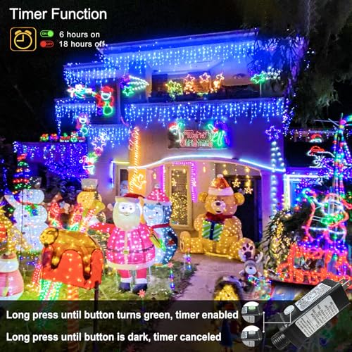 Blue Christmas Lights Outdoor Icicle Lights for Outside 33ft 400 LED Lights