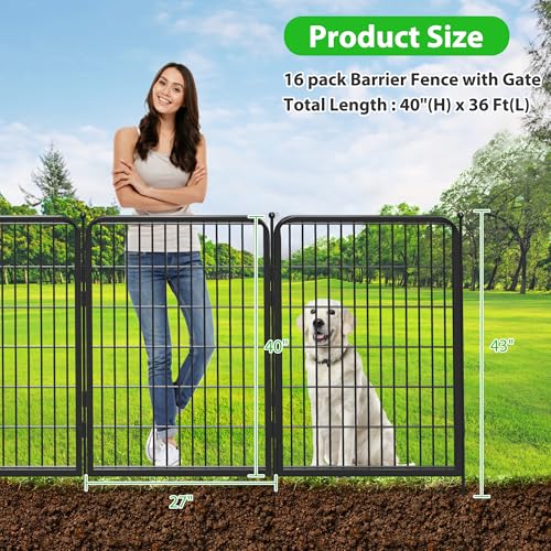Decorative Black Metal Fencing Garden Fence with Gate (120 Sq Ft)
