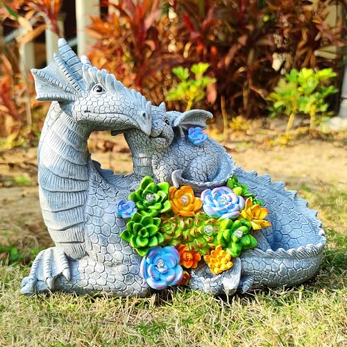 Solar Dragon Statue with LED Lights