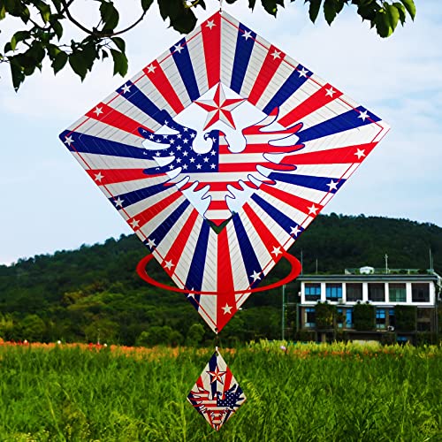 13.5in American Eagle Flag Patriotic Wind Spinner Gifts for Men Dad