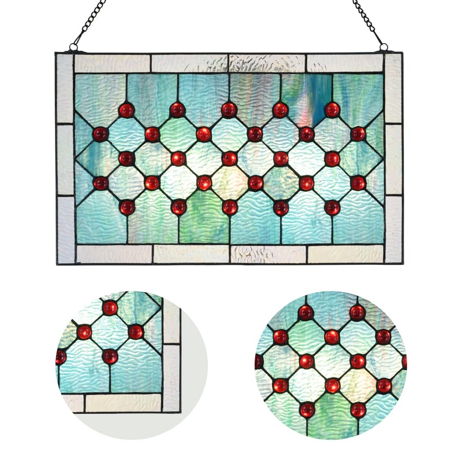 Tiffany Stained Glass 19.25" x 11.75" Window Panel