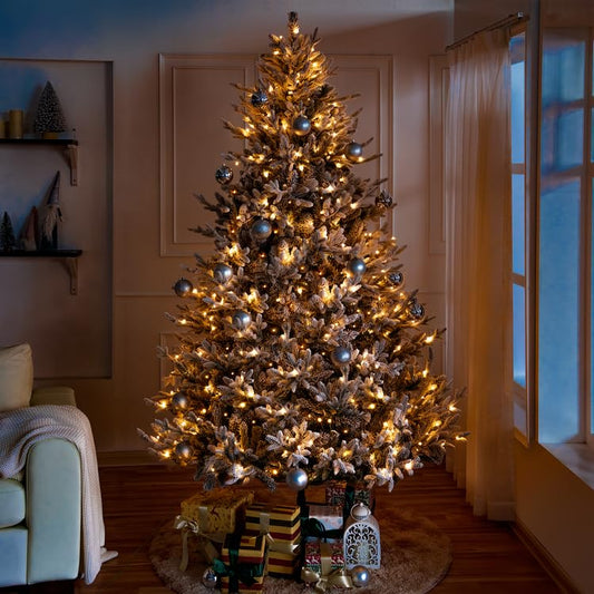 7.5ft Frosted Christmas Tree with Lights