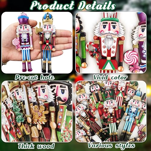 24 Pieces Christmas Nutcracker Wooden Ornaments
