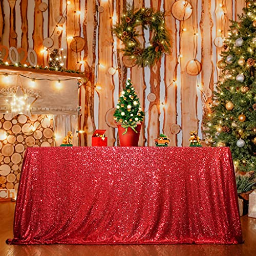 Sequin Tablecloth 60x102 Inch Red for Christmas Wedding Party