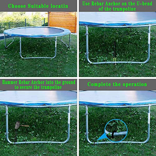 DTANX 12 Pack 12 Inch Rebar Stakes Heavy Duty Trampoline Anchors (12 Count)