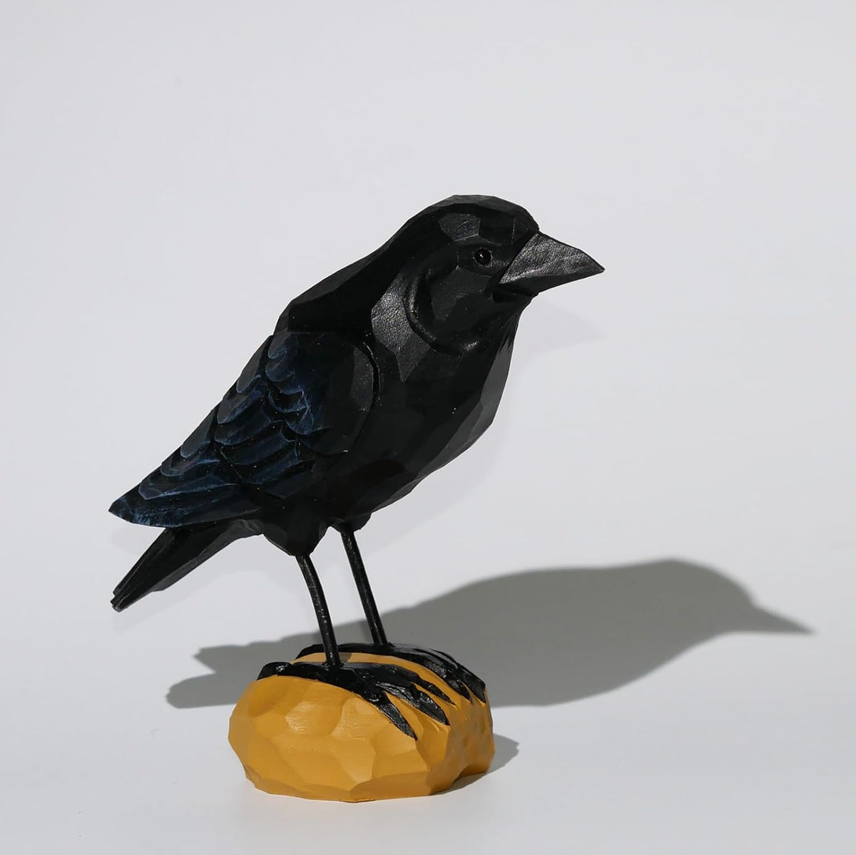 Wood Crow Figurine Black Raven Decor Small Animal Statues Carving Sculpture Ornament Bird Gifts - HavenBliss Decor