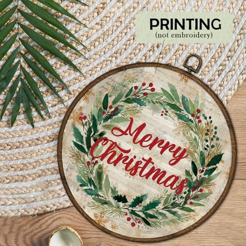 Vintage Christmas Wreath Snowflake Wall Art Decor Framed
