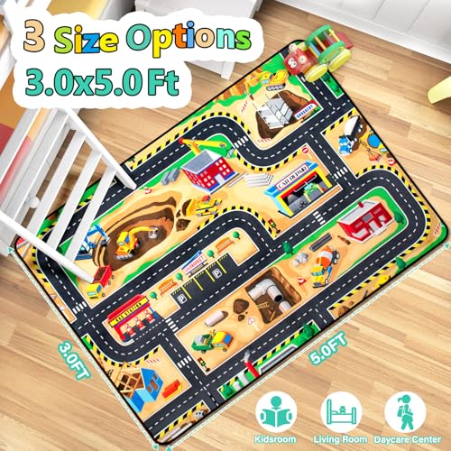 Kids Construction Site Play Rug (15 Sq Ft)