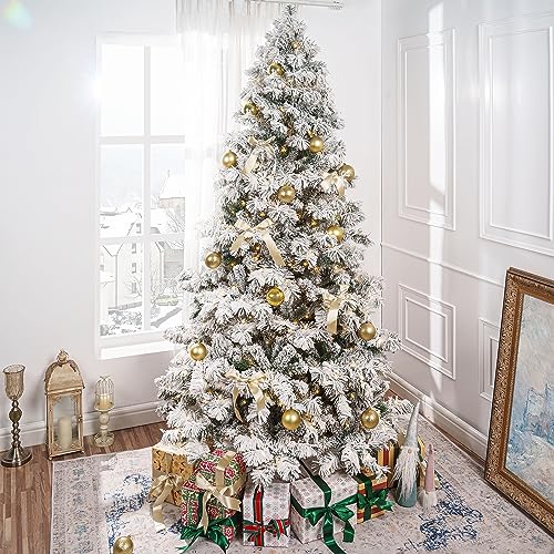 Skylar 7.5ft Snow Flocked Christmas Tree Prelit with 892 Branch Tips