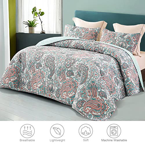 Reversible Boho Quilt King Size Aqua