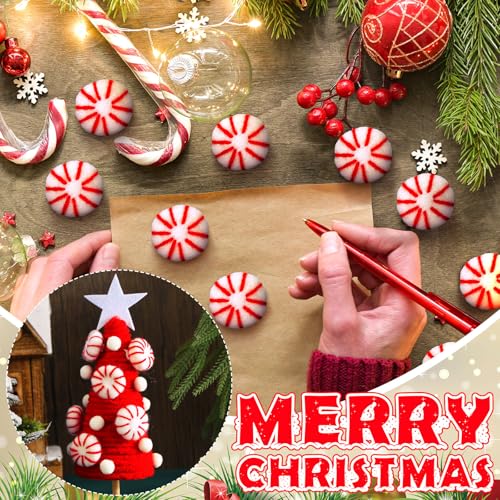 36 Pcs Felt Peppermint Christmas Decorations Wool (36 Count)