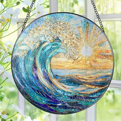 Sea Wave Stained Glass Suncatcher