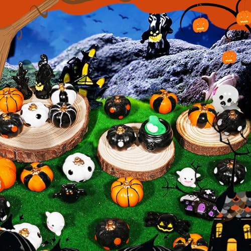 20 PCS Mini Pumpkin Figurines Halloween Miniatures Resin Figurines (20 Count)