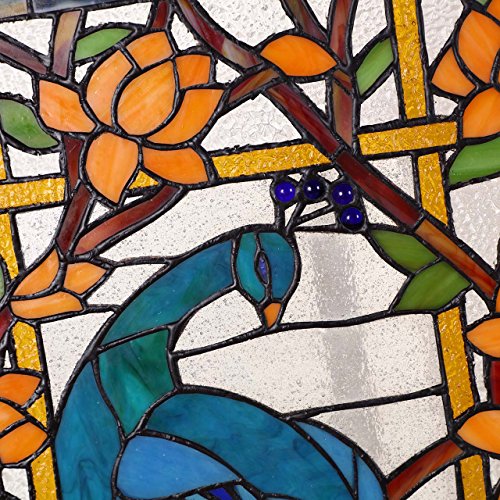 W10011 Peacock Tiffany Style Stained Glass Window Panel