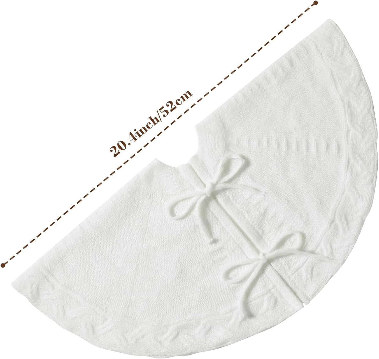 Mini White Tree Skirt,21 Inches Knitted Christmas Tree Skirt,Christmas Tree Decorations, Farmhouse Christmas Decor Xmas Holiday Home Party Decorations