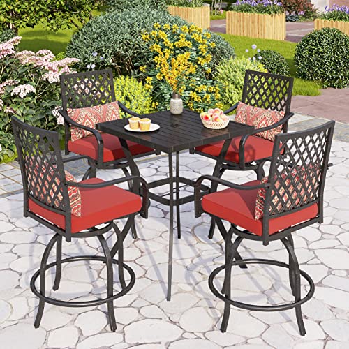 Patio Bar Height Set with 4 Outdoor Swivel Chairs (5 Count)