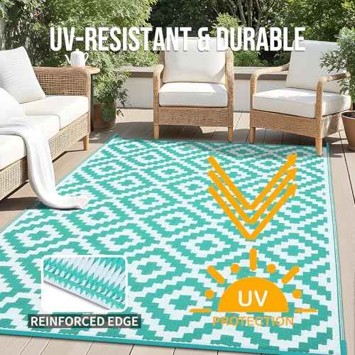 Outdoor Rug 6x9 ft Waterproof Reversible Mat