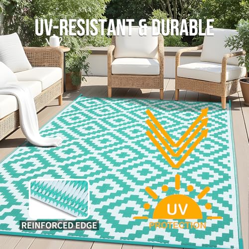 Outdoor Rug 9x12 ft Waterproof Reversible Mat