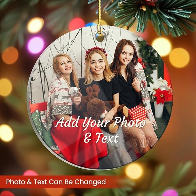 Personalized Best Friend Photo Christmas Ornament Bestie Round Acrylic Ornament with Picture