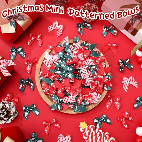 150 Pcs Christmas Mini Bow Tiny Twist Tie Ribbon (150 Count)