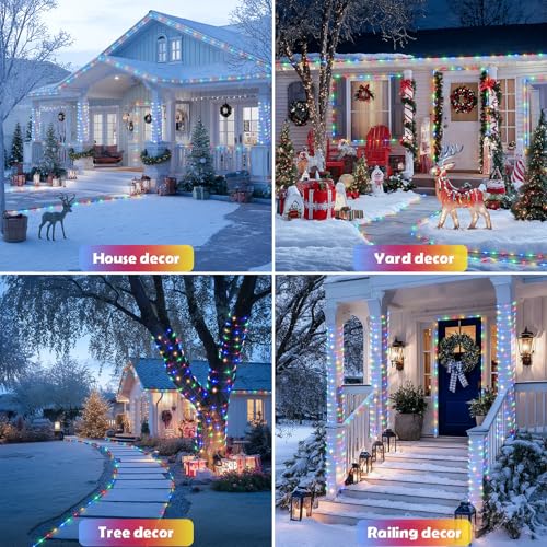 2 Pack 100 LED Solar Rope Lights Outdoor (66 Foot)