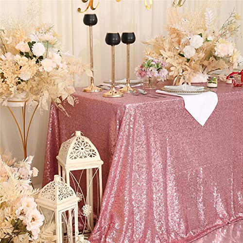 Sequin Tablecloth 60x120 Inch Fuchsia Pink for Wedding Party