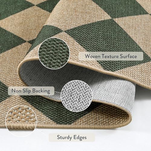 Checkered Easy Jute Kitchen Runner Rug