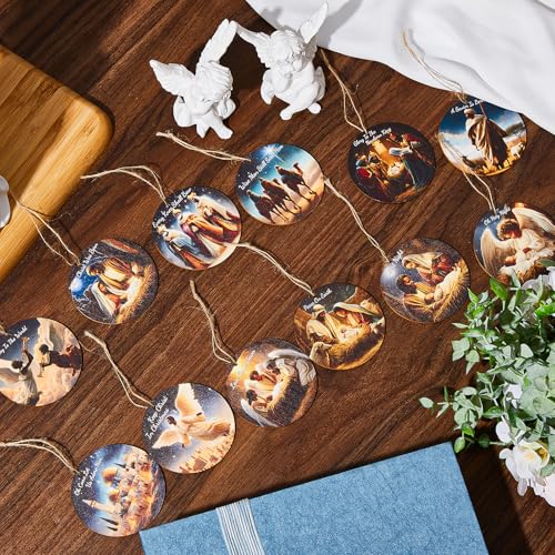60 Pcs Christmas Ornaments Nativity Scene Wooden (60 Count)