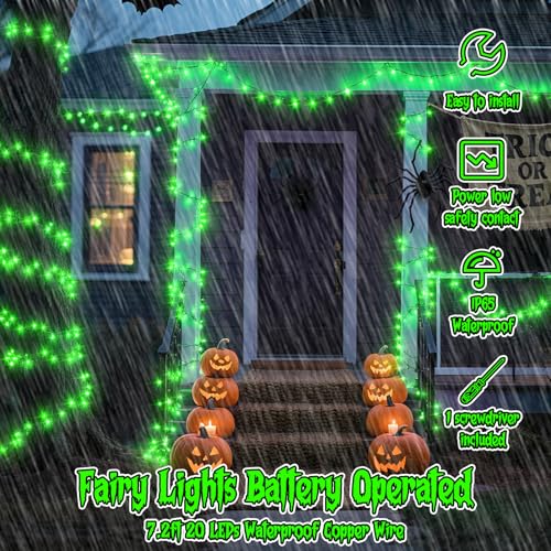 Halloween Green Fairy Lights Battery Operate (6 Count)
