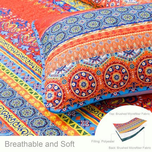 Reversible Boho Quilts Queen Size Blue