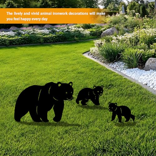 3 Pack Bear Metal Garden Decorative Stakes (3 Count)