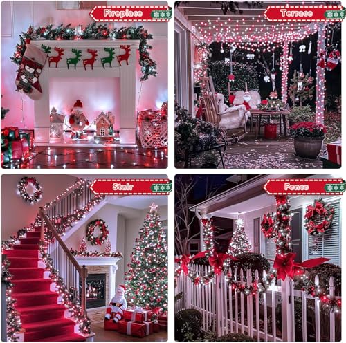 200 LED Red and White Christmas Lights (66 Foot)