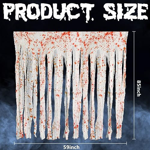 85" x 60" 2pcs Halloween Door Curtain Decoration with Bloody Hand Prints