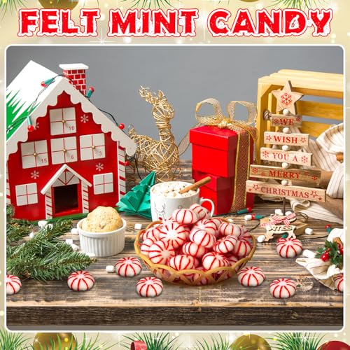 36 Pcs Felt Peppermint Christmas Decorations Wool (36 Count)