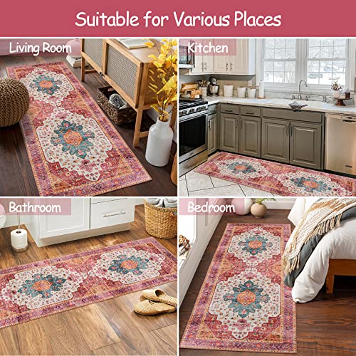 Ultra Thin Washable Pink Runner Rug