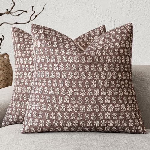 Decorative Floral Print Throw Pillow Covers 22×22 Inch