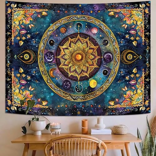 Mandala Solar System Tapestry Boho Tapestry for Bedroom Galaxy Tapestries Wall Hanging Living Room Wall Art and Home Decor 70x90