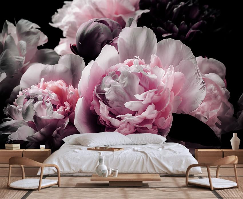 Large Pink Peony Flower Wallpaper for Bedroom (99.33 Sq Ft)