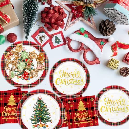Merry Christmas Plates and Napkins Set (150 Count)